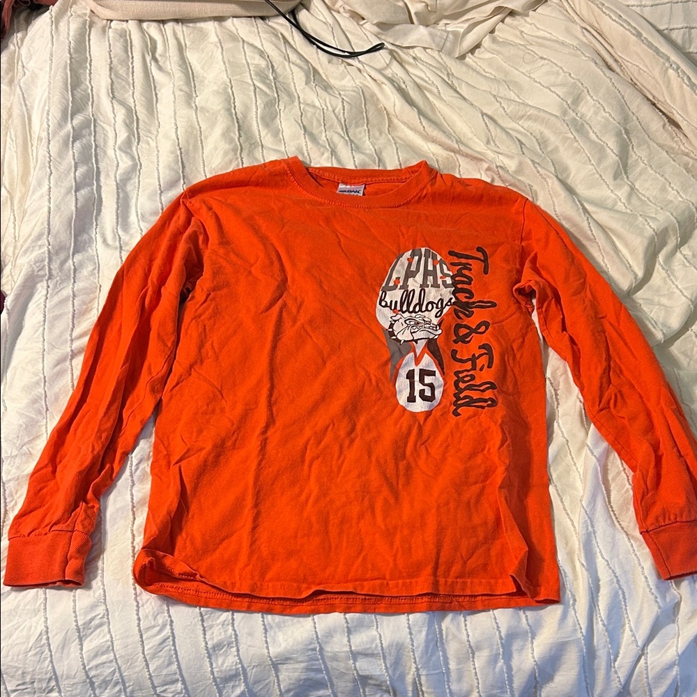 Gildan Orange Graphic Long Sleeve Tee